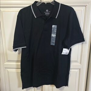 Covington Men's Polo Shirt in Black with White Trim